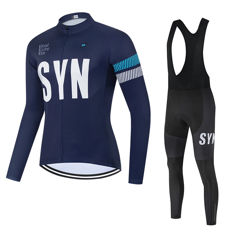 

SYN Men's autumn and winter cycling jersey cycling bib windproof and warm road bike cycling long sleeved set bicycle jacket