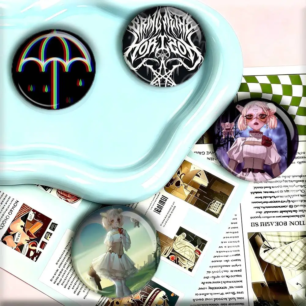 B-Bring Me The Horizon 25 32 44 58 75mm Badges Personalized Round Brooches Pins Accessory Gift