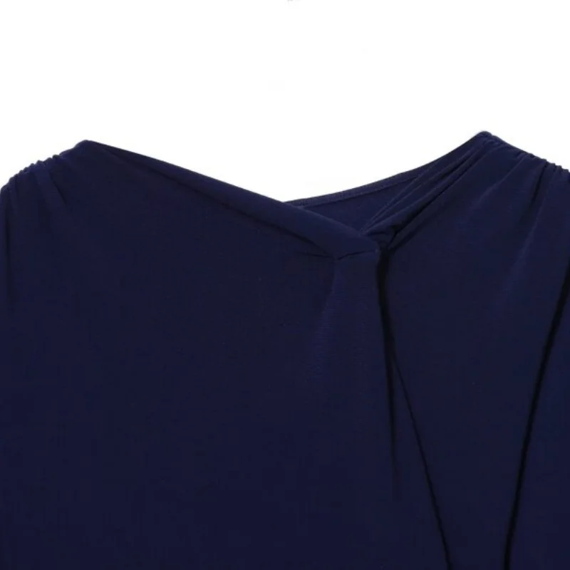 우아한 슬림핏 롱 드레스 솔리드 컬러 긴 소매 여성 패션 벨트 스트리트웨어 오피스 레이디 폴드 넥 칼라 드레스