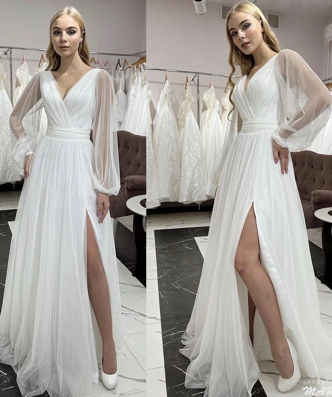 Simple A-Line Wedding Dres Tulle Floor Length Side Slit Tulle Floor Length Customzie To Measures Elegant Bridal Gowns Stunning