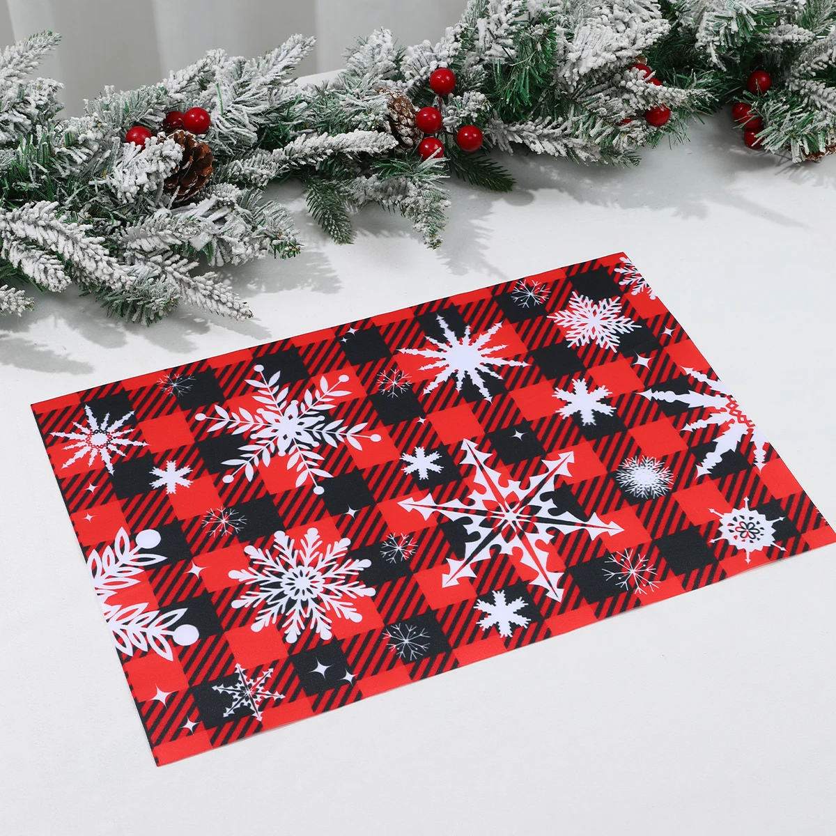 4Pcs Christmas Snowflake Placemats Dining Table Mats Coaster Bowl Coffee Cup Pad Mat 2024 Navidad Home Kitchen Decoration 2025