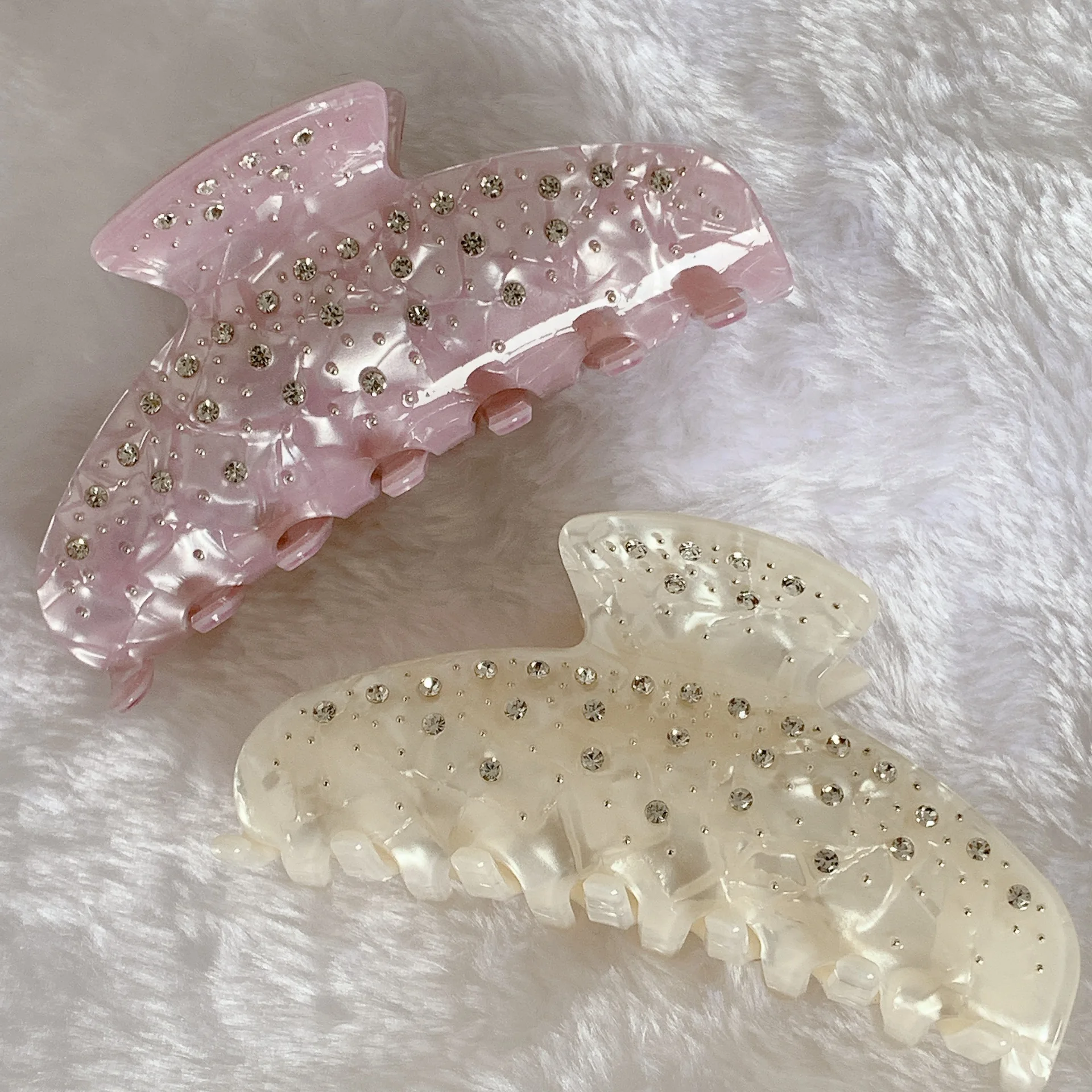 Hair Claw Clip Acetate Full Rhinestone Heavy Craft Premium Elegant Niche Commute Updo Women Daily Lightweight Portable