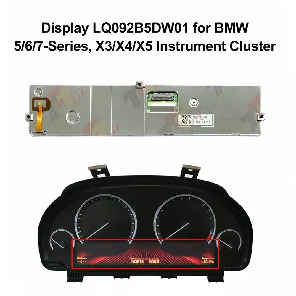 Dashboard LCD Display for BMW 5/6/7-Series, X3/X4/X5 Instrument Cluster LQ092B5DW01