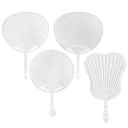 10-Piece White Plastic Creative Durable Japanese Fan Uchiwa DIY Kit Hand-held Fan Framework For DIY Crafts Hand Fan Making