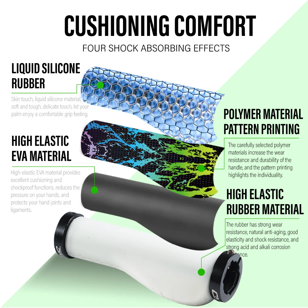 CNC Bicycle Accessories Bike Handle Grips Silicone MTB Cuff Lock On Handlebar Grip Ergonomic Gel Anti-skid 22mm Cycling Part image 2