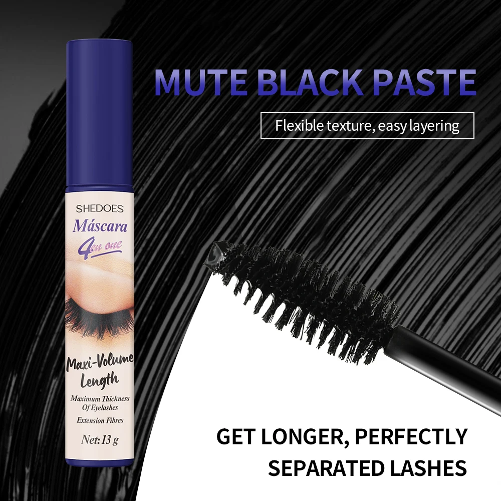 SHEDOES 3pcs Large Volume Mascara - Three Brush Tips, Waterproof & Sweat-Resistant, Fast-Drying, No Clumping, Volumizing