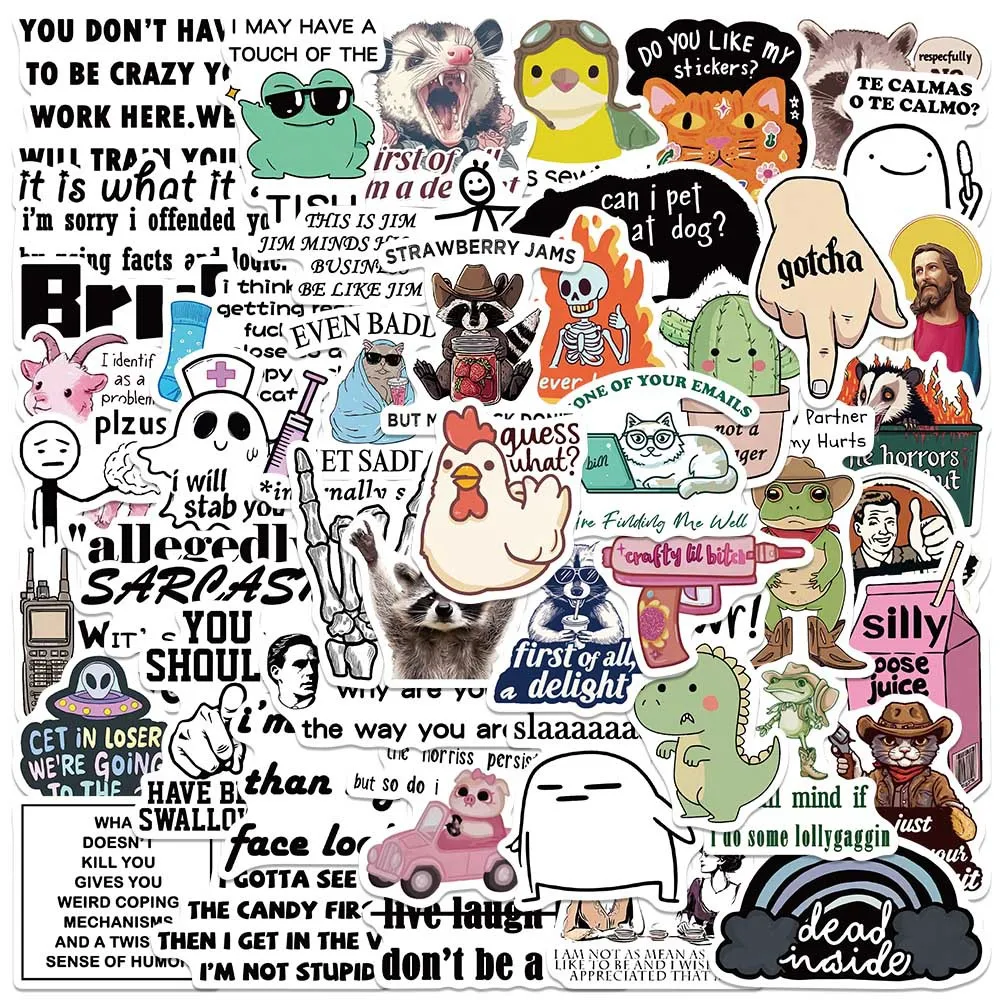 50 قطعة ملصقات حيوانات كرتونية مضحكة شارات ميمي للهاتف المحمول وحقيبة الكمبيوتر المحمول ولوح التزلج وملصقات مقاومة للماء #1