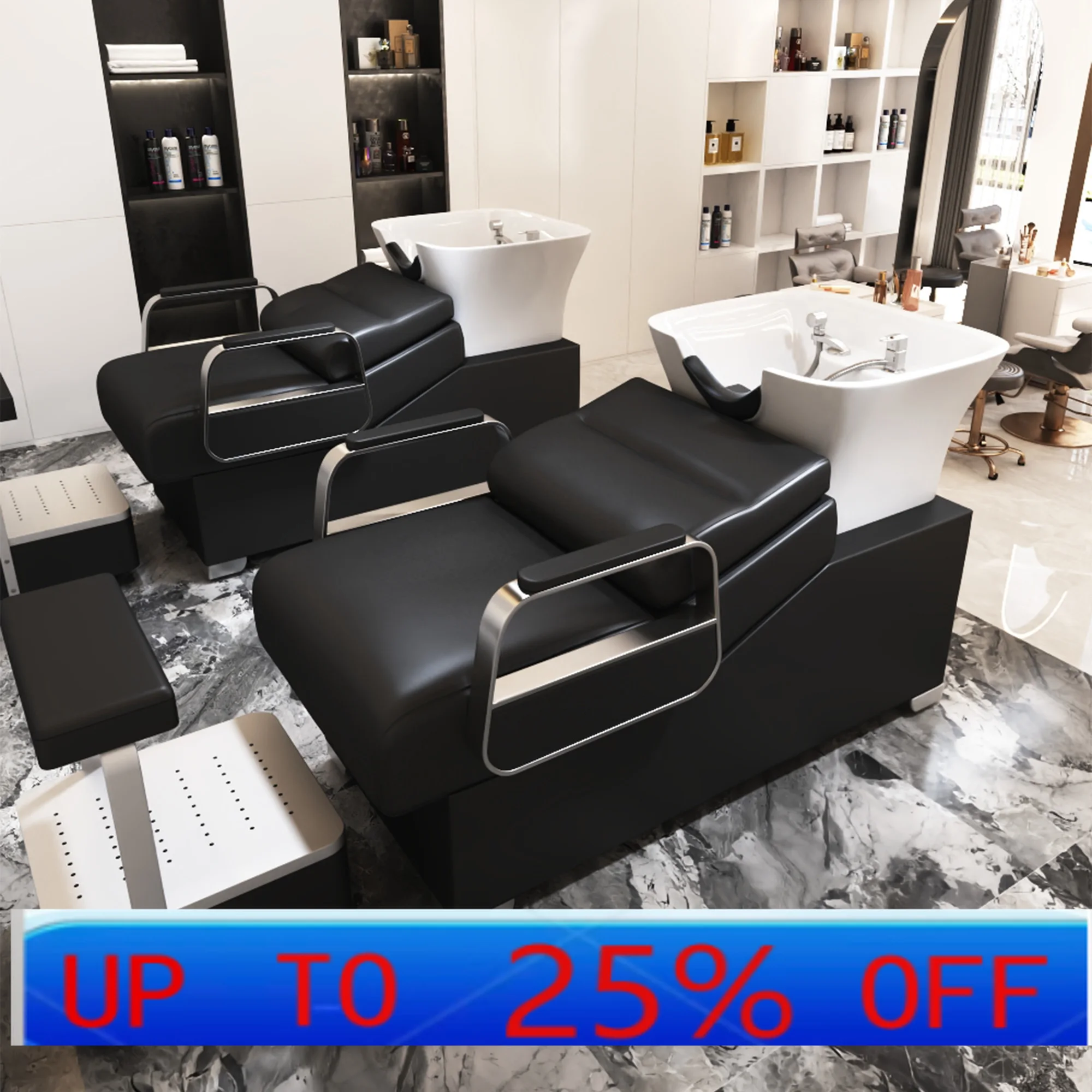 

Lmm ceramic deep basin shampoo bed barber shop half lying flush bed simple hair salon