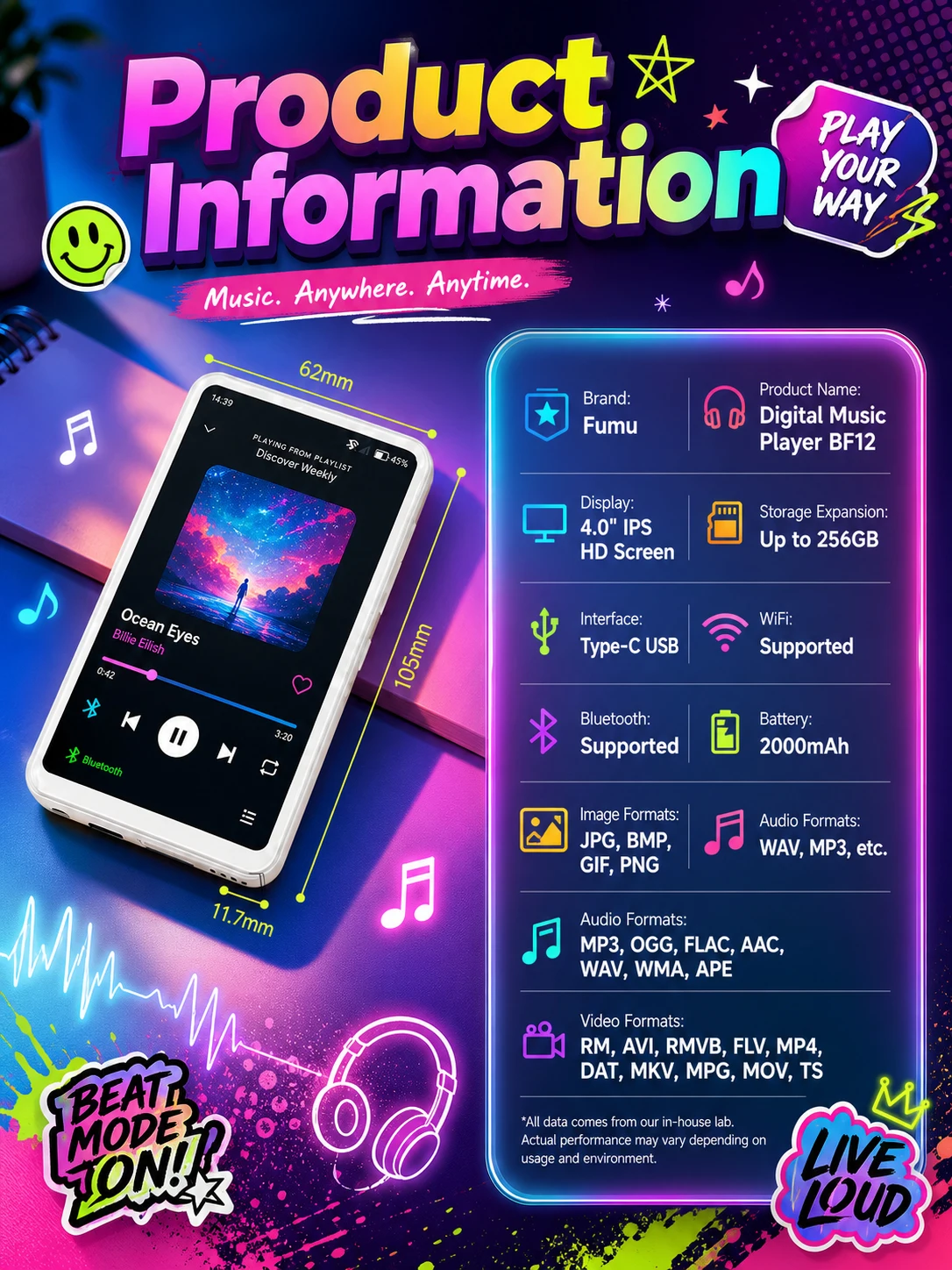 Famue MP4 MP5 Player für Studenten WiFi Bluetooth Video E-Book Kamera PMP Tragbarer Mediaplayer Touchscreen Musikplayer Gerät – Detail 11
