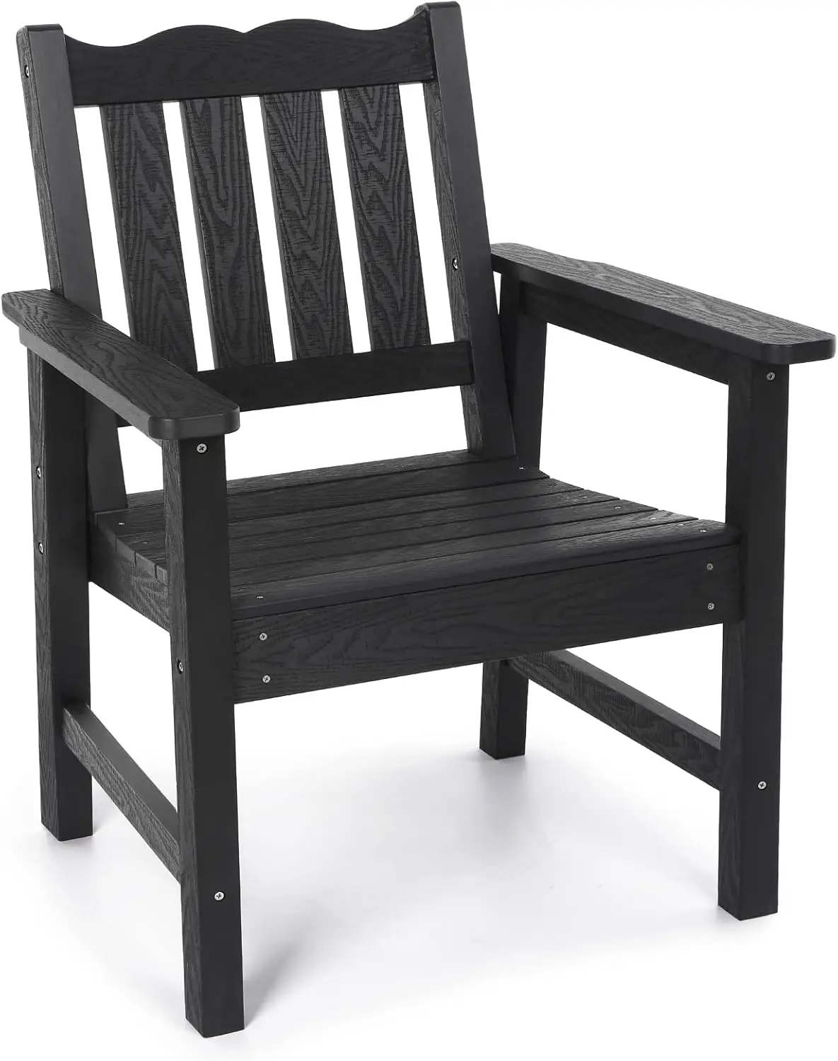 

All-Weather Outdoor Chairs, Patio Dining Chair With Curved Backrest, 400 Lbs Support Patio Chair, Black