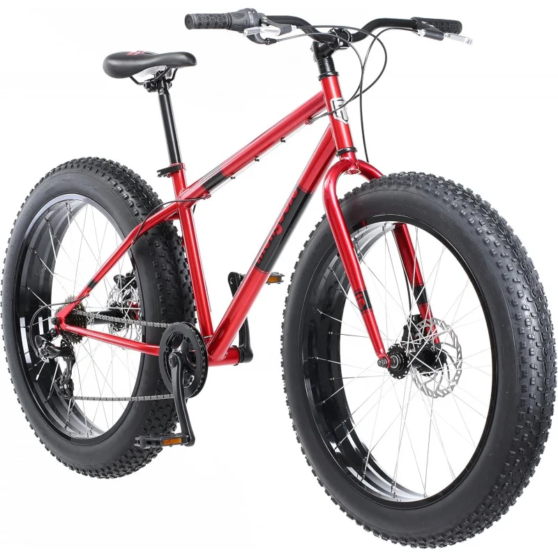 AQMongoose Dolomite Fat Tire Mountain Bike,26 Inch Wheels,4 Inch Wide Knobby Tires,7-Speed,Steel Frame,Front and Rear Brakes