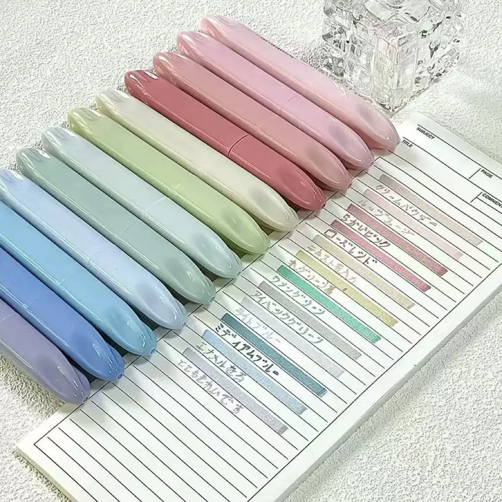 12-teiliges Textmarker-Set mit Meißelspitze, helle Farbe, für Unterhaltung, Schulanfang, Schulbedarf