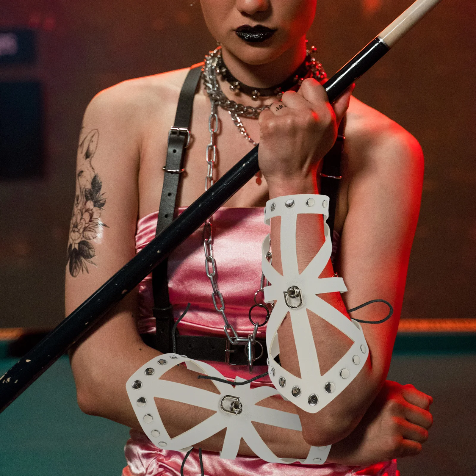 

2pcs Bindable Arm Guards Artificial Punk Style Adjustable Wristband Bracers For Cosplay Costume Role Play Medieval