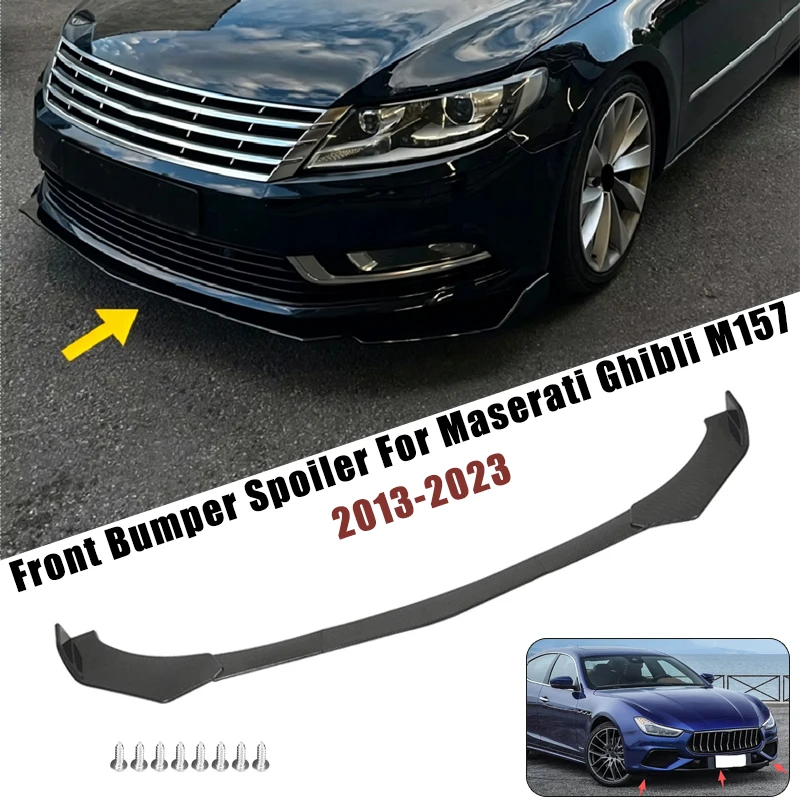 Sport Front Bumper Splitter Spoiler Lip For Maserati Ghibli M157 13-23 5Pcs Adjustable Sectional Car Exterior Tuning Body Kit