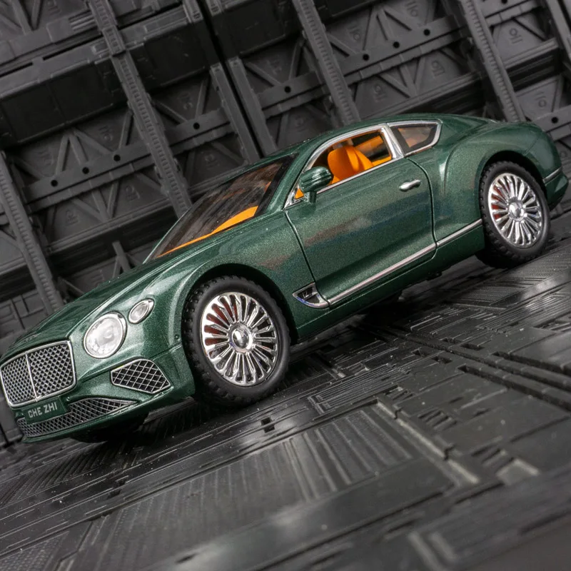

1:24 Bentley continental alloy car model acousto-optic children's pull-back toy car decoration door and hood trunk can be opened