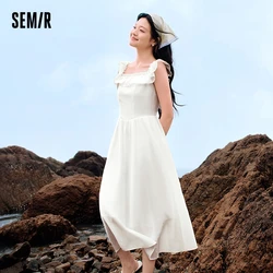 Semir Bodycon Dress Women Slim Fit With Ruffled Hem 2024 Summer New Short Flutter Sleeves And Gentle Mid-Length Dress