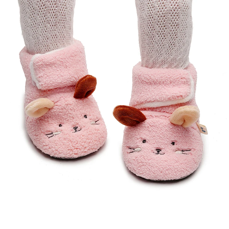 

Suefunskry Baby Fleece Slippers Soft Sole Anti-Slip Animal Booties Winter Warm Infant First Walker Crib Shoes