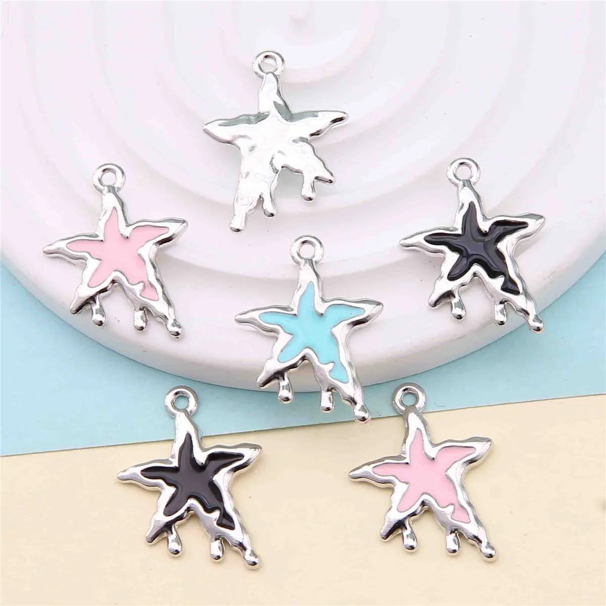 6 قطعة قلادة نجمة القمر غير النظامية سبيكة المينا سحر النتائج DIY بها بنفسك تصنيع المجوهرات على الطراز القوطي #4