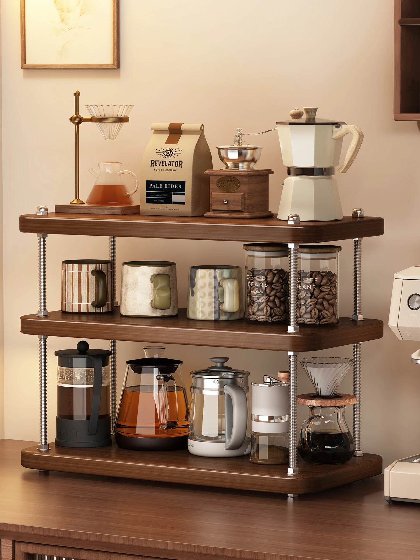 

Classic Sle Cup Holder Desktop Tray Wood Material Storage Organizer for Water Cups Tea Cups Vintage Aesthetic