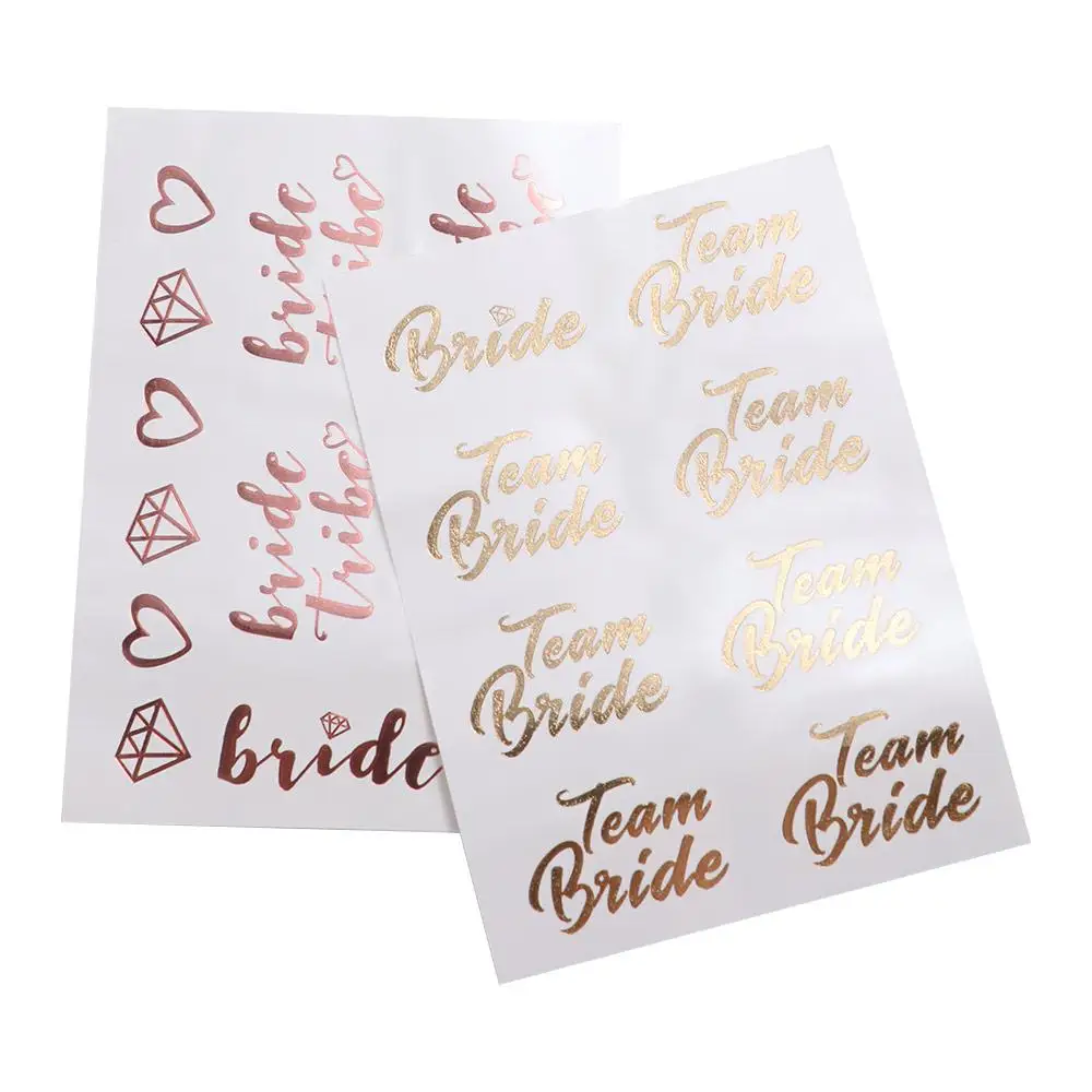 ملصقات وشم للحفلات الذهبية المؤقتة الإبداعية الساخنة ختم ملصق مقاوم للماء ملصقات رائعة لحفلات الزفاف العروس فريق العروس