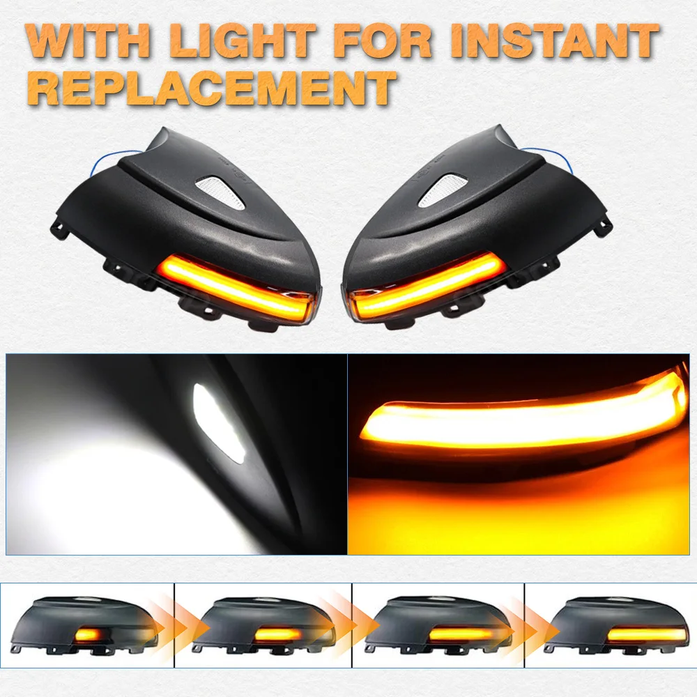 

2Pcs Car Dynamic LED Turn Signal Light Rearview Mirror Blinker Indicator for VW Tiguan MK1 2008-2016 Sharan 2012-2015