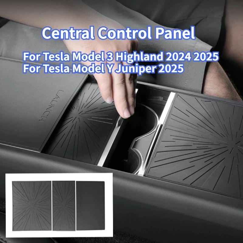

For Tesla Model Y Juniper 2025 Model 3 Highland 2025 Car Central Console Panel Antislip Mat Armrest Protection Pad Accessories