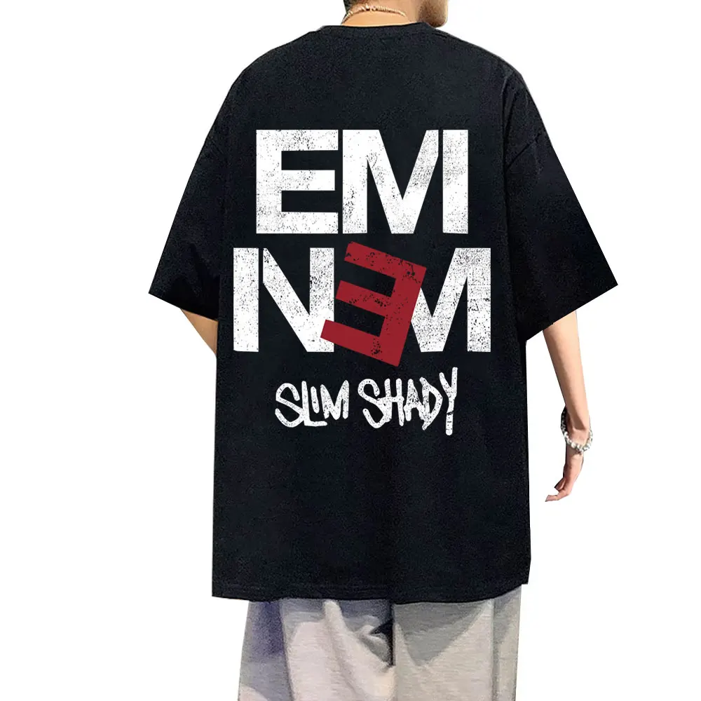 

Rapper Eminem Face Graphic T-shirt Slim Shady Album Print Tshirt Men Women Hip Hop Fashion Pop Music T Shirts Male Casual Tees
