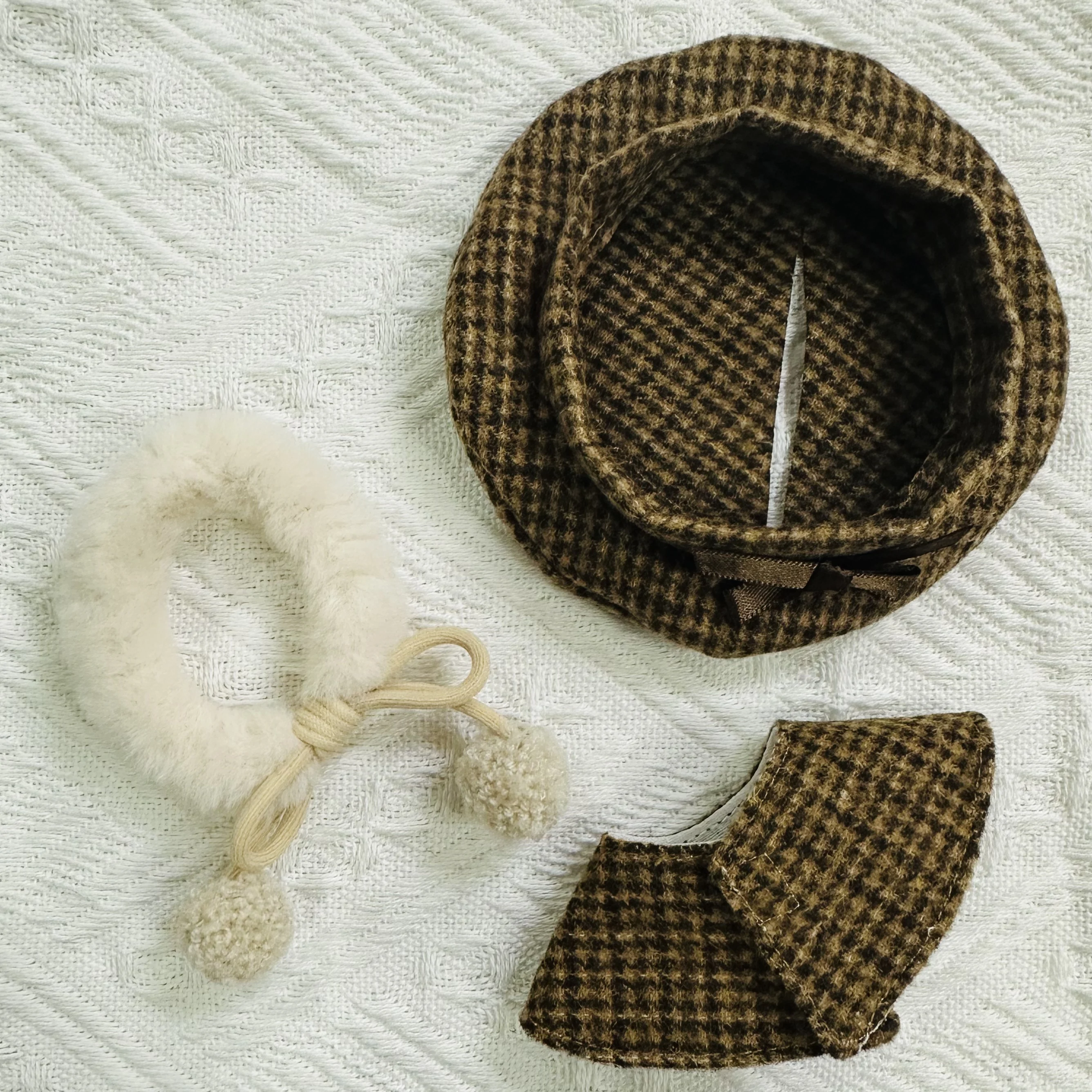 Mini Puppenkleidung Outfit Zubehör für Korea Kpop Exo 15-17 cm Labubu Classic Grid Style Kleid Umhang Set Baskenmütze Kleidung Geschenk