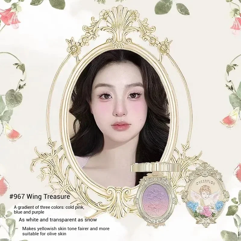 Cheerflor anjo em relevo gradiente blush crueldade-livre pó blush feminino acabamento fosco contorno rosto blush maquiagem nude 4.5g