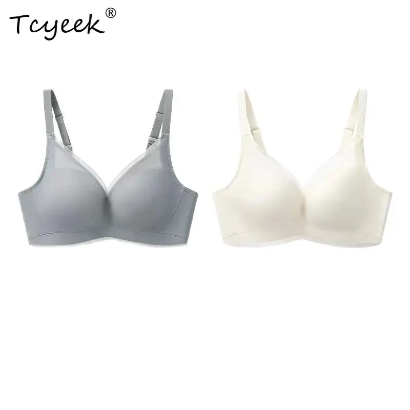 tcyeek-6a-100-mulberry-silk-gather-bra-women-solid-wire-free-thin-sexy-simplicity-underwear-2024-spring-summer-new-p42109qc