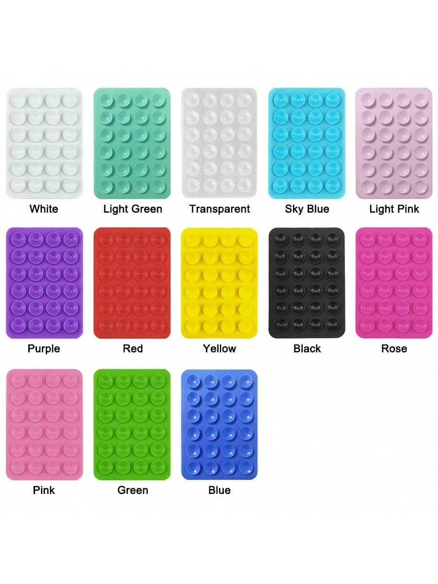 Ventosa per telefono in silicone bifacciale 24 pezzi, supporti quadrati in silicone autoadesivi, supporto per telefono adesivo per auto, parete, scrivania - R