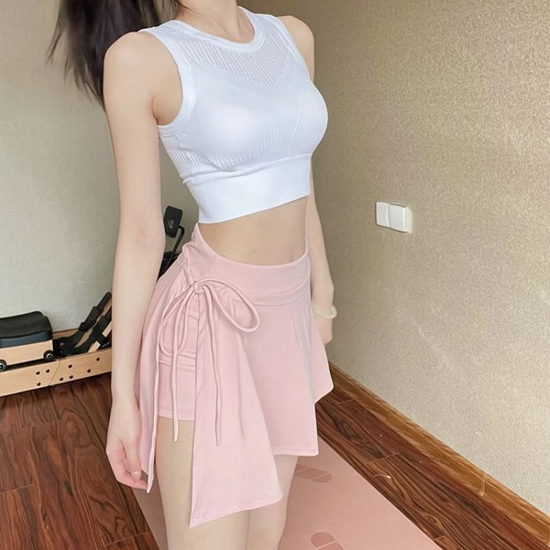 Sports Skirts Women 2024 Summer High Waist Yoga Shorts Fake Two Piece Outer Wear Versatile Casual Daily Fashion Skirt Female