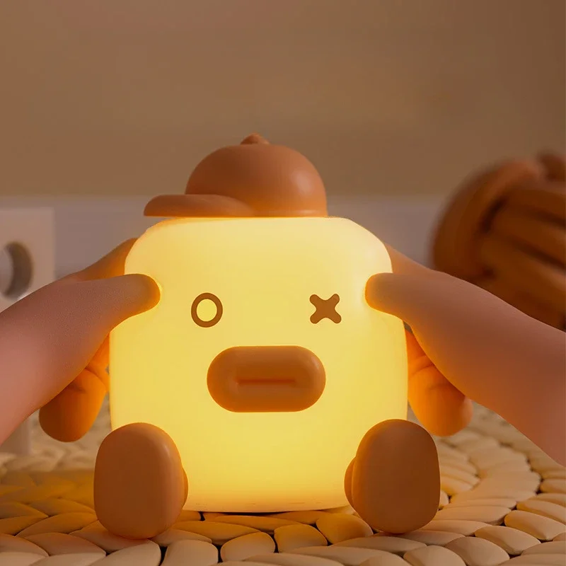 Personalized And Creative Small Square Silicone Night Light Bedroom Bedhead Sleep Companion Soft Light Desk Lamp Children S Gift