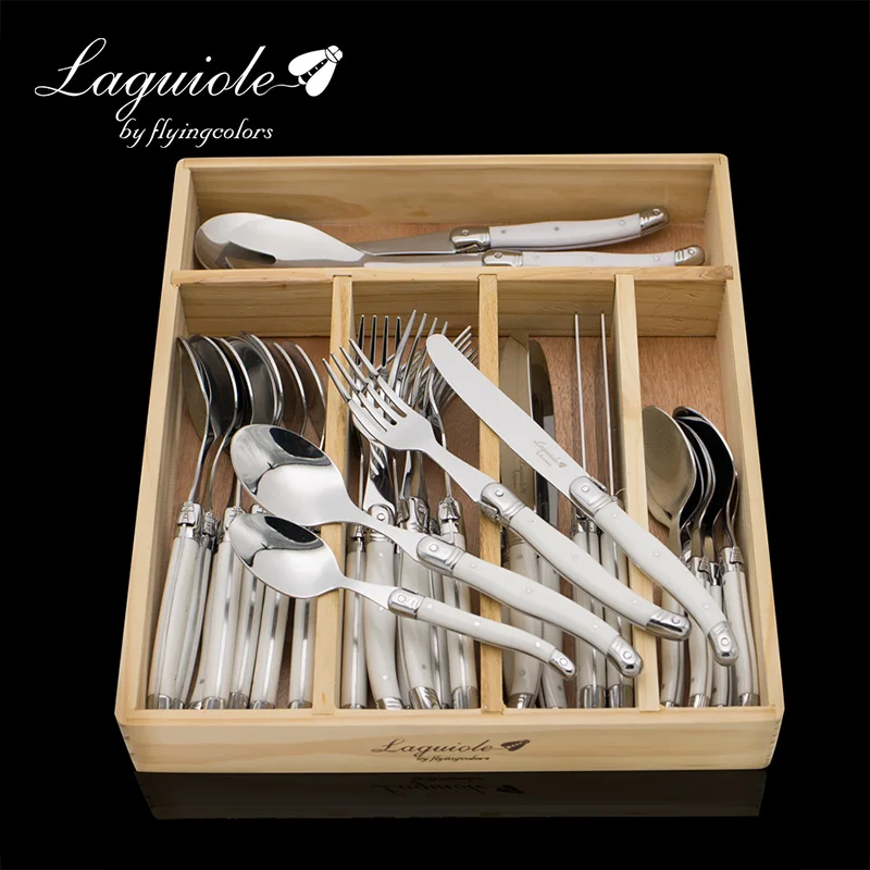 

Stainless Steel Dinnerware Set Dinner Knives Forks Salad Dinnerspoon Coffee Soup Tpoon w/Multicolor Handles 24-34Piece