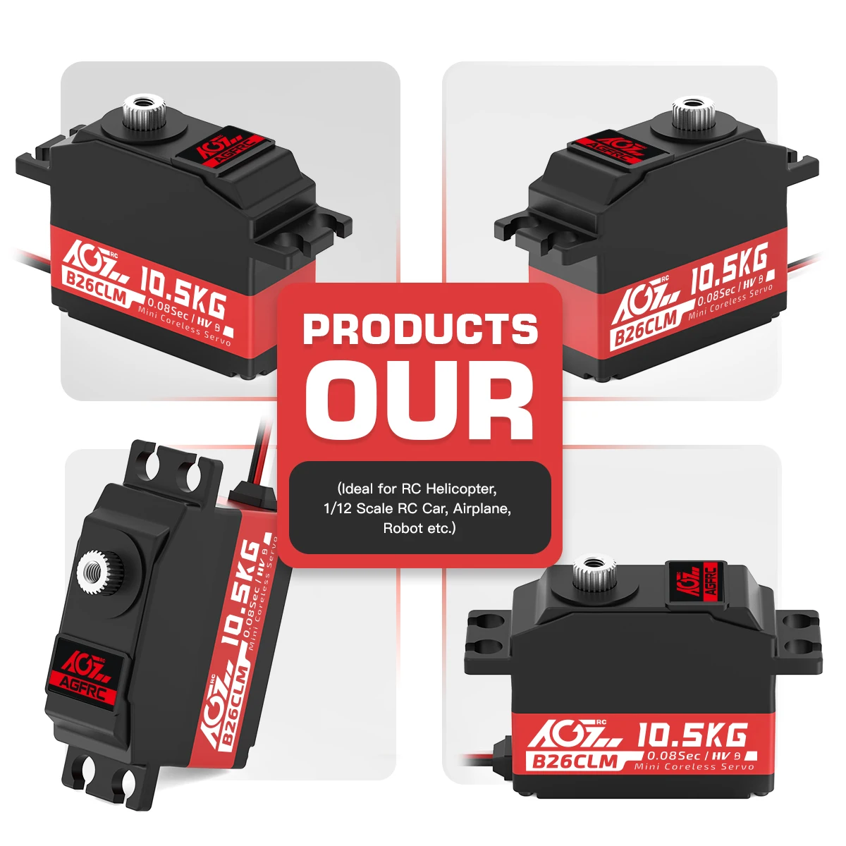 AGFRC B26CLM coppia elevata 10.5KG velocità veloce 0.080sec ingranaggio in titanio Mini formato HV DC Coreless Servo per 1/12 RC auto elicottero fai