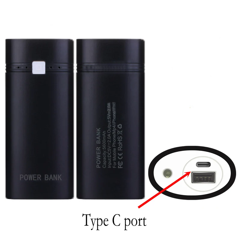 DIY 18650 Obudowa baterii typu C Port Micro USB Przenośna obudowa PowerBank ze wskaźnikiem dla iPhone\'a dla Samsunga Xiaomi