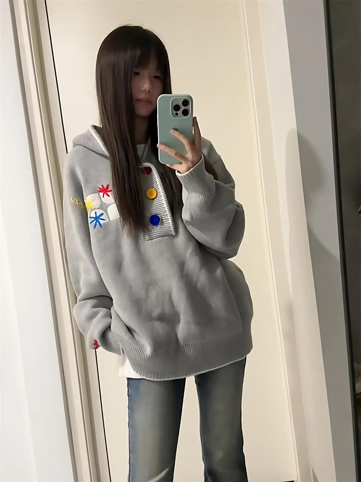 

Fall Season Trendy Design Dopane Color Tee Patchwork Hooded Knitwear Loose Casual Sle for Men And Women Street Sle