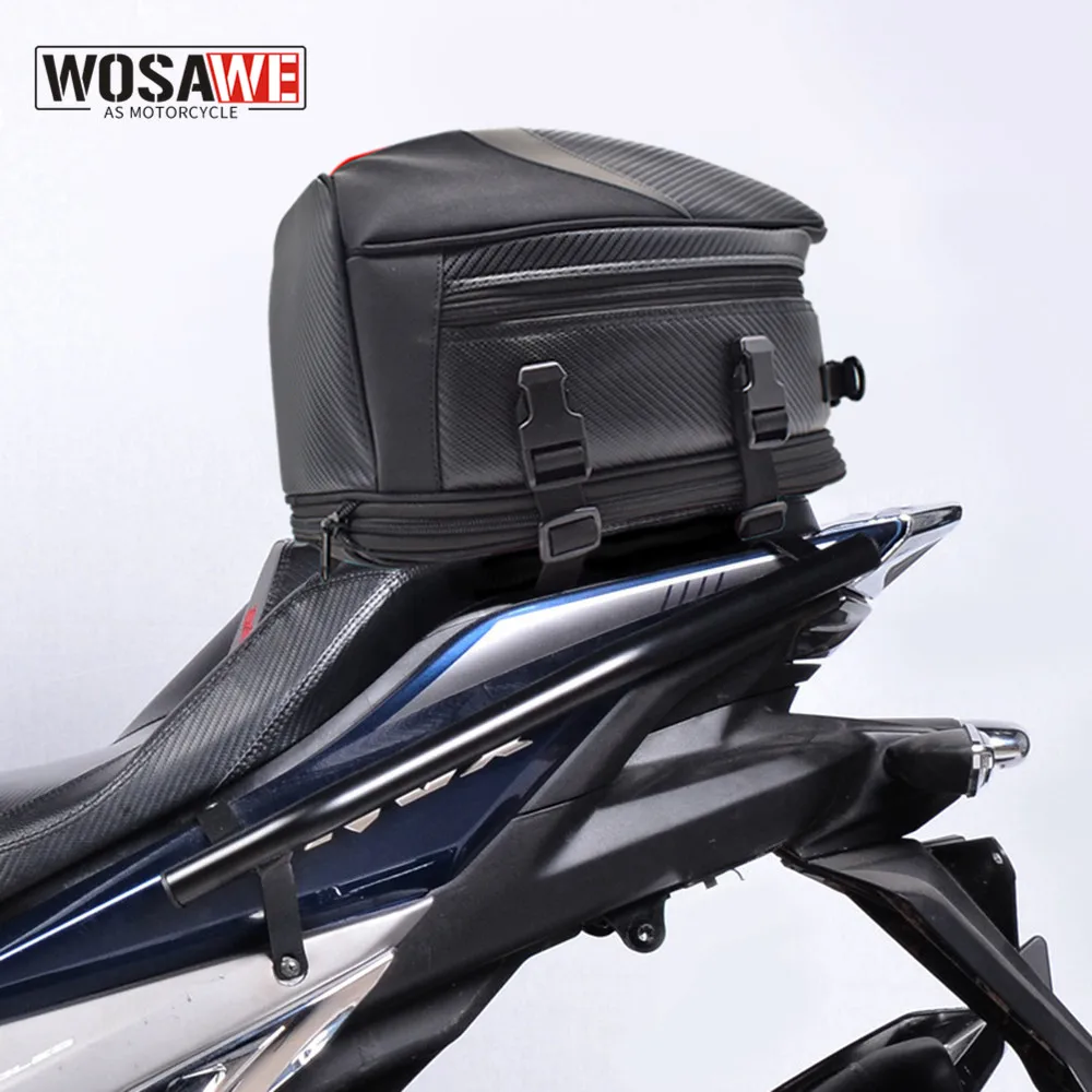 

WOSAWE Waterproof Motorcycle Tail Bag Multifunction Motorcycle Rear Seat Bag High Capacity Motorcycle Bag Rider Backpack