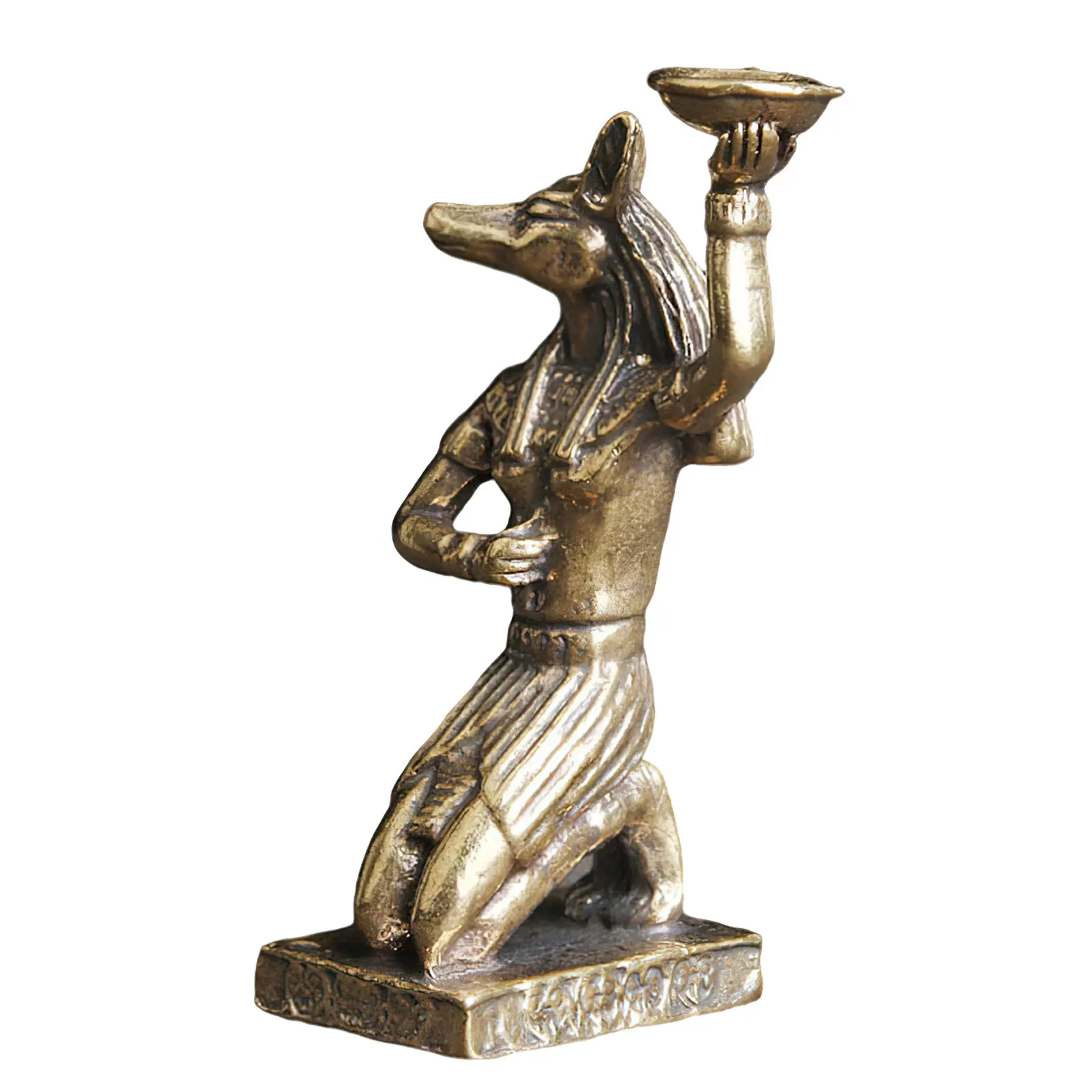 

Premium Brass Anubis Statue Ancient Egypt Decor Creative Tabletop Ornament Elegant Retro Design Sturdy Flat Bottom Indoor