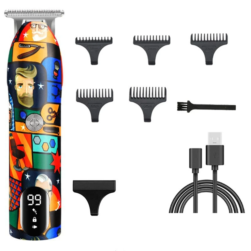 

Barber Hair Clipper Rechargeable Graffiti Electric Finish Cutting Machine Beard Trimmer Shaver