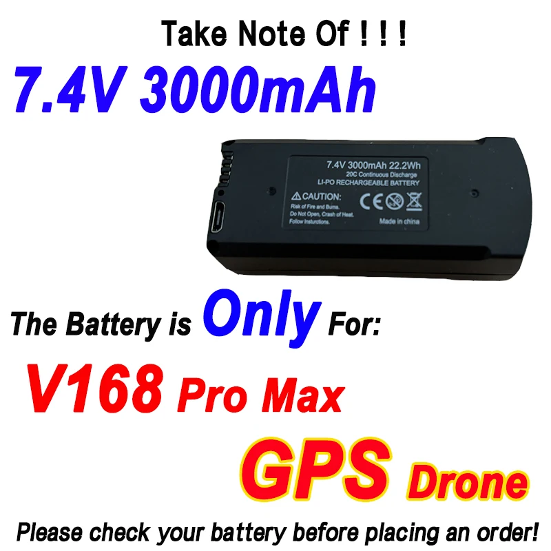 Original 7.4V 3000mAh Battery For V168 8K GPS Drone/RC Quadcopter V168 Pro Max Drone Spare Battery Dron Parts Accessories