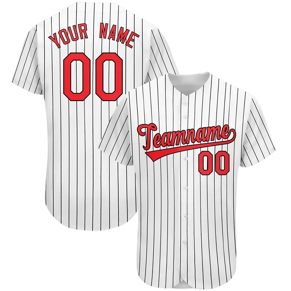 Customizable Baseball Jersey Team Shirt Print Team Personal Name Number Stripe Hip Hop Sportswear Baseball T-shirt Men/Women/Kid