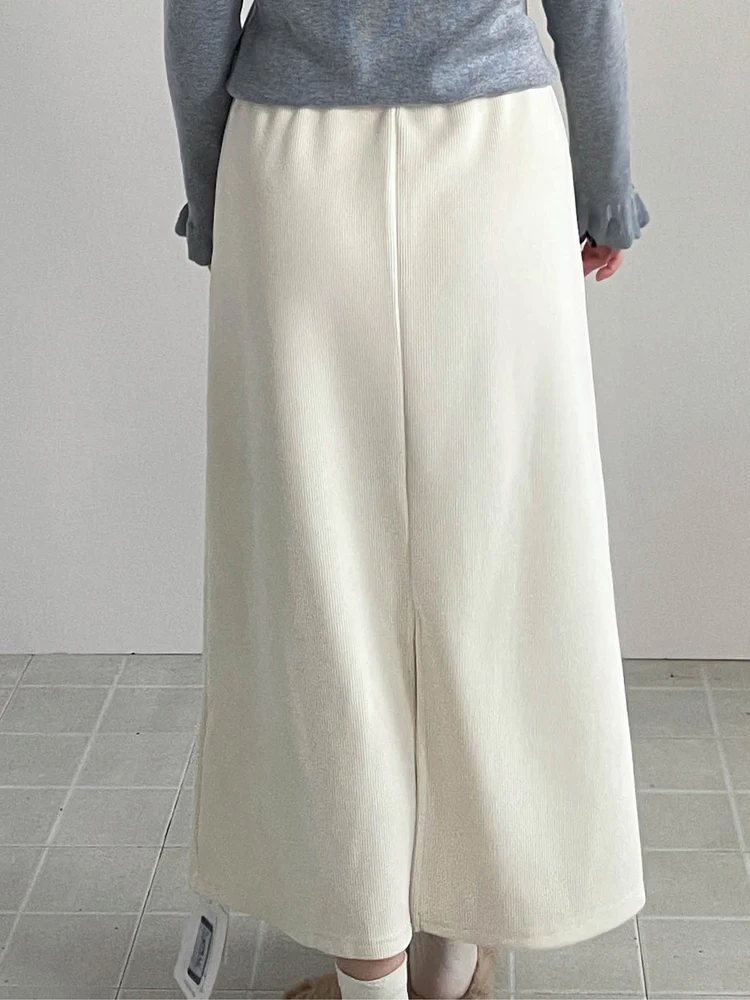 Falda larga de talla grande con forro polar, estilo A, que disimula la cadera y el vientre, para mujeres de talla grande con forma de pera.