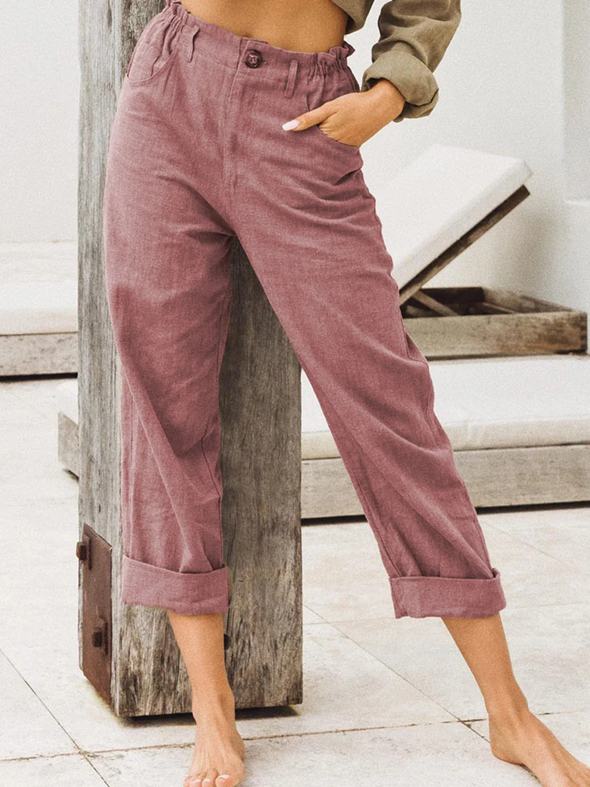 2025 Women's Personality Street Adjustable Button Waist Side Pocket Loose Trousers