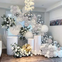 5/10/12inch Birthday Wedding Party Metal Silver White Balloon Wholesale Holiday Decoration Site Layout Props Baby Shower Toys