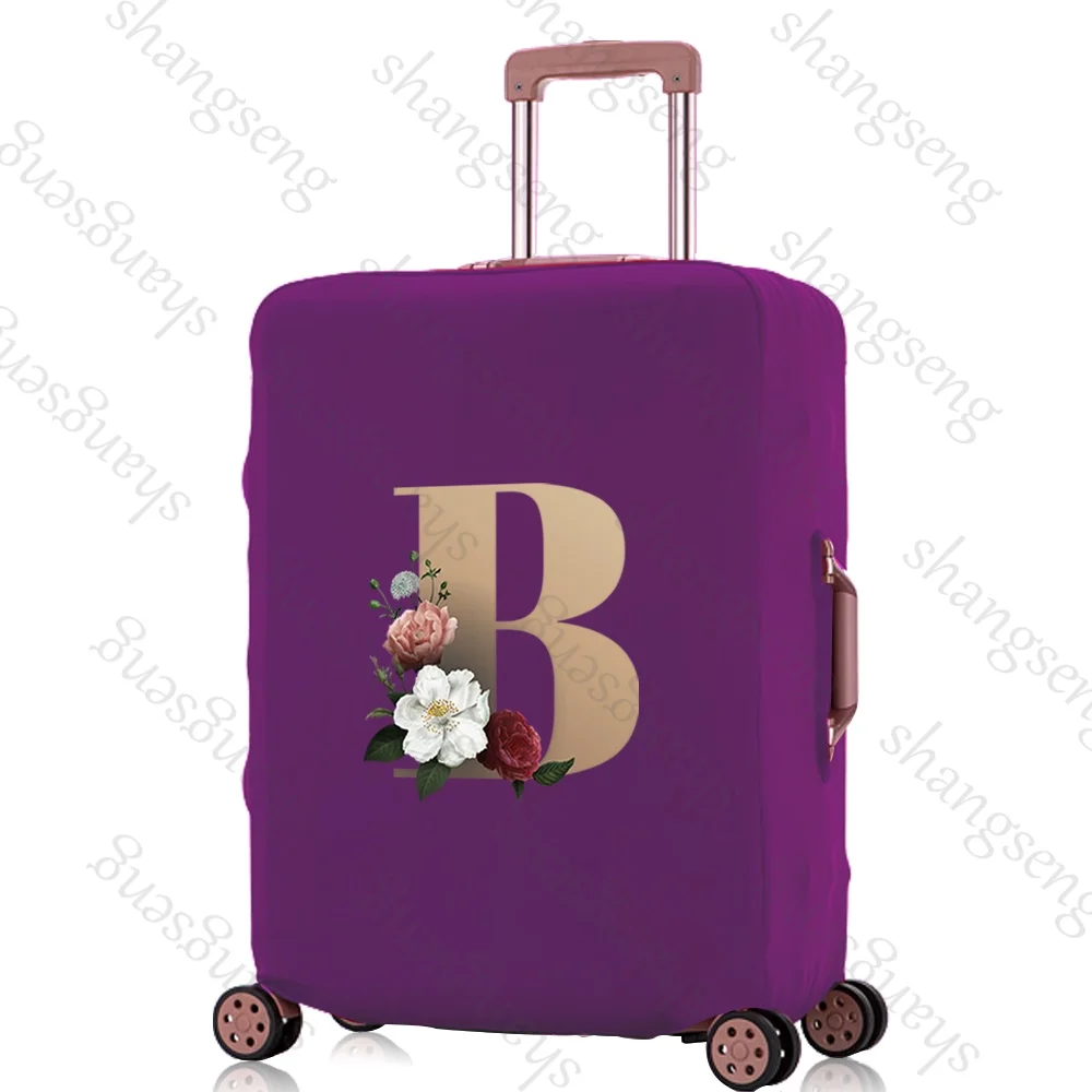 Alphabet golden flower initials Travel Luggage Cover Elastic Suitcase Trolley Protector Cover dust cover Suitcase Case For 18-32