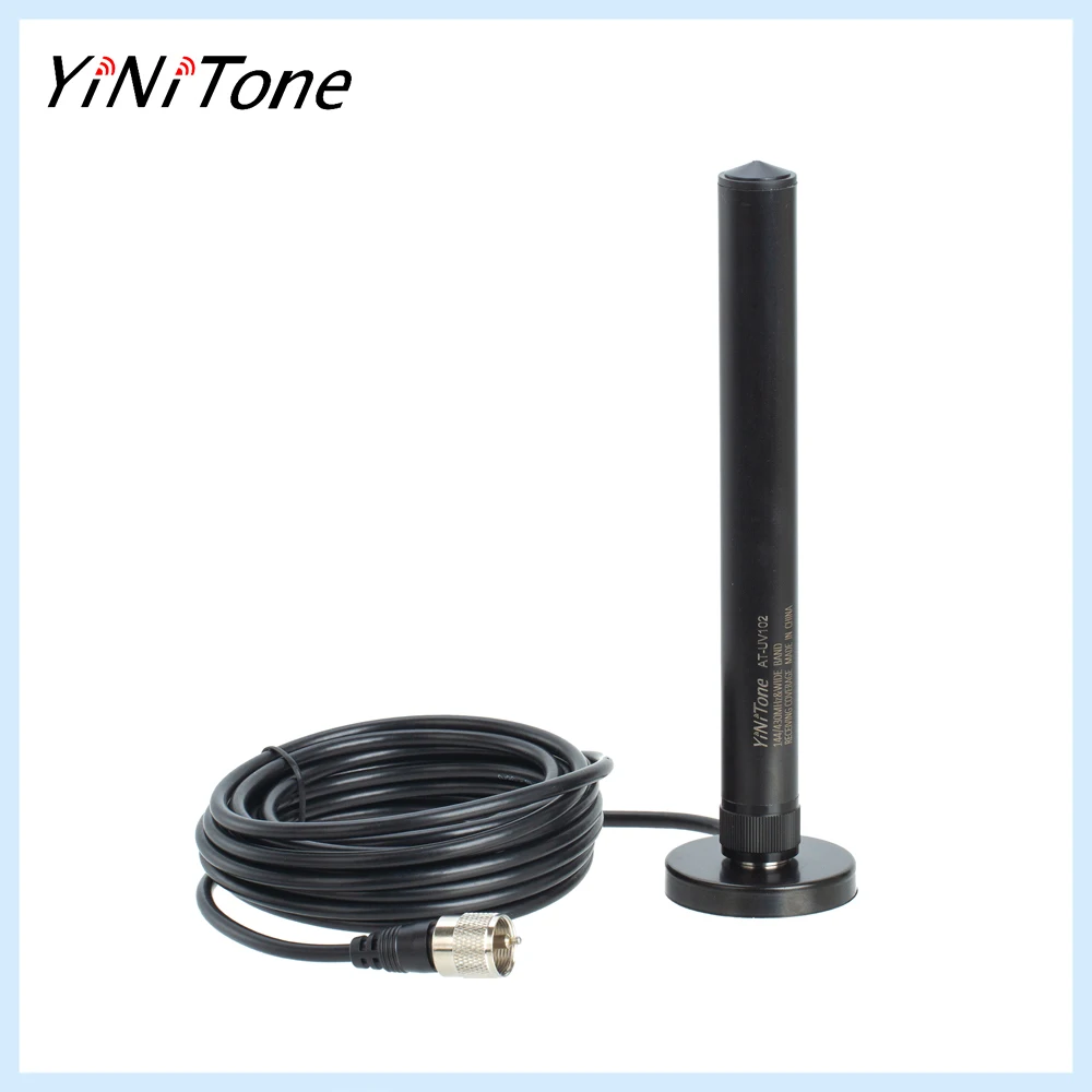 YINITONE AT-UV102 Car Mobile Antenna 144/430Mhz Short Antenna with 5M Coax Cable MINI Magnetic Base for YAESU KT-8900 BJ-318