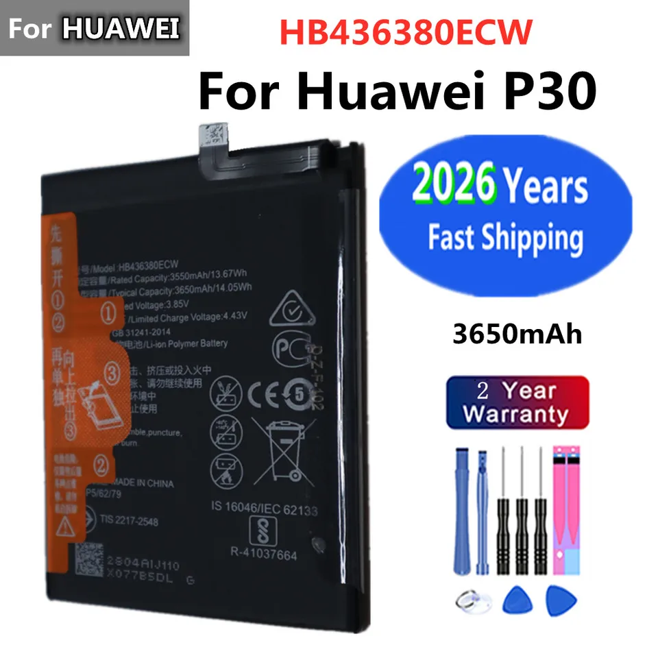 High Capacity 3650mAh HB436380ECW Battery For Huawei P30 ELE-L09