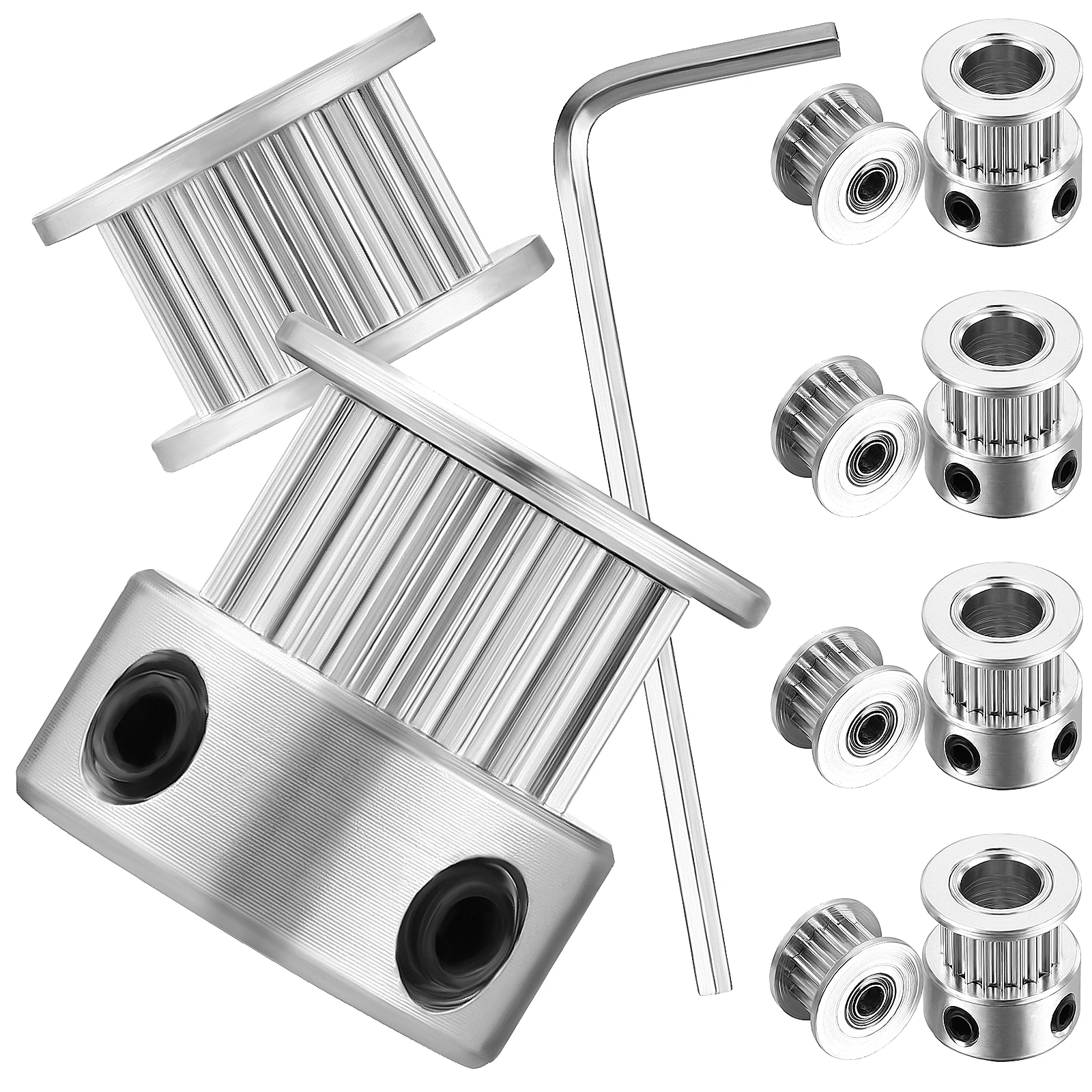 

1 set Synchronous Wheel Idler Set 3d Printer Pulley Timing Belt Aluminum Alloy Two Inner Diameters Reliable Performance Smooth