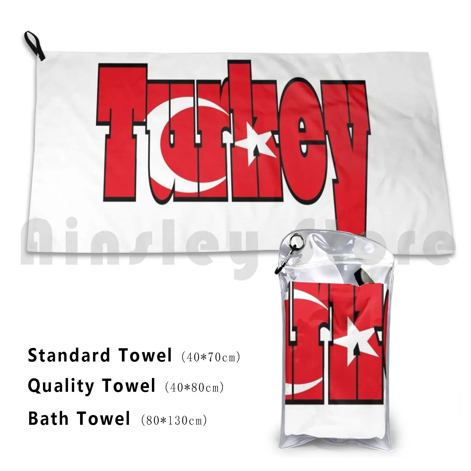 Turkey Font With Turkish Flag Beach Towel Quick Dry Quality Towel Pakistan Iran Iraq Turkey Turkish Turk Israel